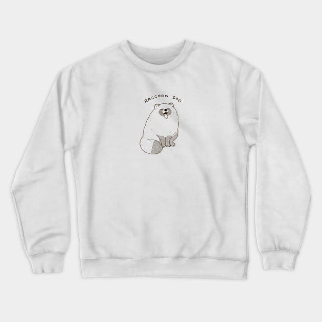 Yawning Raccoon Dog Crewneck Sweatshirt by You Miichi